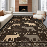 Ultra Soft Area Rug, Non Slip, Stain Resistant, Washable Area Rugs for Living Room, Bedroom, Cozy Earthy Cabin Motif(Black)