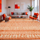Ultra Soft Area Rug, Non Slip, Stain Resistant, Washable Area Rugs for Living Room, Bedroom, Rustic Burnt Orange Rug(Orange)
