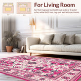 Ultra Soft Area Rug, Non Slip, Stain Resistant, Washable Area Rugs for Living Room, Bedroom, Lively Nature-Inspired Floral Design(White)