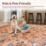Ultra Soft Area Rug, Non Slip, Stain Resistant, Washable Area Rugs for Living Room, Bedroom, Chic Rustic Orange Blossom Pattern(Orange)