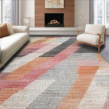 Ultra Soft Area Rug, Non Slip, Stain Resistant, Washable Area Rugs for Living Room, Bedroom, Shaggy Style Macaroon Hue Rug with Modern Chevron and Zigzag Prints(Beige)