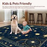 Ultra Soft Area Rug, Non Slip, Stain Resistant, Washable Area Rugs for Living Room, Bedroom, Elegant Crescent Moon Aesthetic(Blue)