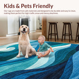 Ultra Soft Area Rug, Non Slip, Stain Resistant, Washable Area Rugs for Living Room, Bedroom, Serene Aqua Fluid Aesthetic(Blue)