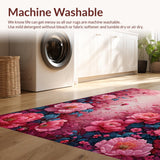Ultra Soft Area Rug, Non Slip, Stain Resistant, Washable Area Rugs for Living Room, Bedroom, Charming Floral Pink Bathroom Carpet for Home Spa(Pink)
