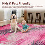 Ultra Soft Area Rug, Non Slip, Stain Resistant, Washable Area Rugs for Living Room, Bedroom, Rustic Colorful Tribal Design(Pink)