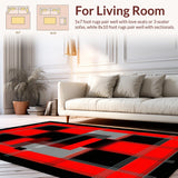 Ultra Soft Area Rug, Non Slip, Stain Resistant, Washable Area Rugs for Living Room, Bedroom, Vibrant Geometric Music Icons(Red)