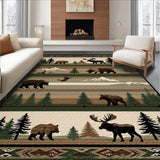 Ultra Soft Area Rug, Non Slip, Stain Resistant, Washable Area Rugs for Living Room, Bedroom, Rustic Earthy Wildlife Motif(Brown)