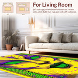 Ultra Soft Area Rug, Non Slip, Stain Resistant, Washable Area Rugs for Living Room, Bedroom, Elegant Purple and Green Fusion(Yellow)