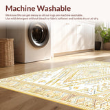 Ultra Soft Area Rug, Non Slip, Stain Resistant, Washable Area Rugs for Living Room, Bedroom, Tribal Geometric Diamond Medallion Area with Subtle Beige Layers(White)