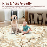 Ultra Soft Area Rug, Non Slip, Stain Resistant, Washable Area Rugs for Living Room, Bedroom, Beige Grey Runner Area Non Slip Rubber Backing(Beige)