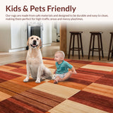 Ultra Soft Area Rug, Non Slip, Stain Resistant, Washable Area Rugs for Living Room, Bedroom, Golden Grove Patchwork Area with Rustic Red and Orange Geometric Blocks(Brown)