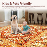 Ultra Soft Area Rug, Non Slip, Stain Resistant, Washable Area Rugs for Living Room, Bedroom, Bohemian Area(Orange)