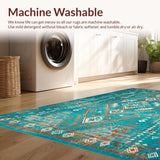 Ultra Soft Area Rug, Non Slip, Stain Resistant, Washable Area Rugs for Living Room, Bedroom, Rustic Vibrant Tribal Aesthetic(Blue)