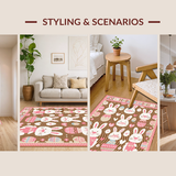 Ultra Soft Area Rug, Non Slip, Stain Resistant, Washable Area Rugs for Living Room, Bedroom, Rustic Spring Floral Accents Welcome Mat(Brown)