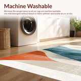 Ultra Soft Area Rug, Non Slip, Stain Resistant, Washable Area Rugs for Living Room, Bedroom, Abstract Board Inspired Rug with Dynamic Surf Lines and Coastal Color Blocking(Gray)
