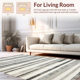 Ultra Soft Area Rug, Non Slip, Stain Resistant, Washable Area Rugs for Living Room, Bedroom, Black & White Striped Rug: Modern Handwoven Design(Gray)
