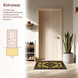 Ultra Soft Area Rug, Non Slip, Stain Resistant, Washable Area Rugs for Living Room, Bedroom, Bold Black and Gold Textures(Gold)