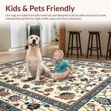 Ultra Soft Area Rug, Non Slip, Stain Resistant, Washable Area Rugs for Living Room, Bedroom, Rustic Neutral Petal Design(Beige)