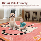 Ultra Soft Area Rug, Non Slip, Stain Resistant, Washable Area Rugs for Living Room, Bedroom, Bright Cheerful Tiger Design(Pink)