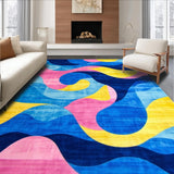 Ultra Soft Area Rug, Non Slip, Stain Resistant, Washable Area Rugs for Living Room, Bedroom, Rustic Multi-Hued Textural Elements(Blue)