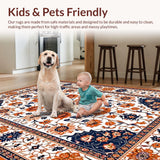 Ultra Soft Area Rug, Non Slip, Stain Resistant, Washable Area Rugs for Living Room, Bedroom, Stylish Modern Floral Arrangement(White)