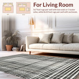 Ultra Soft Area Rug, Non Slip, Stain Resistant, Washable Area Rugs for Living Room, Bedroom, Shadow Dance Rug: Dynamic Black & White Striped Floor Covering(Black)