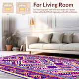 Ultra Soft Area Rug, Non Slip, Stain Resistant, Washable Area Rugs for Living Room, Bedroom, Contemporary Southwestern Patterned Craft(Purple)