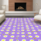 Ultra Soft Area Rug, Non Slip, Stain Resistant, Washable Area Rugs for Living Room, Bedroom, Whimsical Lavender Floral Motif(Purple)