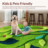 Ultra Soft Area Rug, Non Slip, Stain Resistant, Washable Area Rugs for Living Room, Bedroom, Whimsical Moss Green Bathroom Floral Mat(Green)