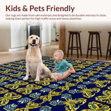 Ultra Soft Area Rug, Non Slip, Stain Resistant, Washable Area Rugs for Living Room, Bedroom, Non-Shedding Navy Yellow Meditation Space Rug(Blue)