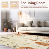 Ultra Soft Area Rug, Non Slip, Stain Resistant, Washable Area Rugs for Living Room, Bedroom, Boho Desert Bloom Area Beige & Brown(Beige)