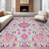 Ultra Soft Area Rug, Non Slip, Stain Resistant, Washable Area Rugs for Living Room, Bedroom, Bordered Boho Meditation Space Plush Rug(Pink)