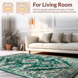 Ultra Soft Area Rug, Non Slip, Stain Resistant, Washable Area Rugs for Living Room, Bedroom, Stylish Light Toned Trellis Design(Green)
