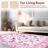 Ultra Soft Area Rug, Non Slip, Stain Resistant, Washable Area Rugs for Living Room, Bedroom, Lively Abstract Floral Elements(White)