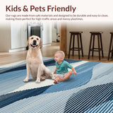 Ultra Soft Area Rug, Non Slip, Stain Resistant, Washable Area Rugs for Living Room, Bedroom, Modern Abstract Grey and Blue Fusion(Blue)