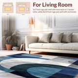 Ultra Soft Area Rug, Non Slip, Stain Resistant, Washable Area Rugs for Living Room, Bedroom, Dynamic Grey and Blue Mixed Hue Area Rug with Contemporary Spiral Pattern(Blue)