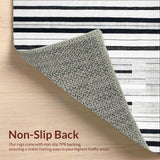 Ultra Soft Area Rug, Non Slip, Stain Resistant, Washable Area Rugs for Living Room, Bedroom, Contemporary Striped Area Rug Black and White Design Element(Black)