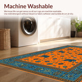 Ultra Soft Area Rug, Non Slip, Stain Resistant, Washable Area Rugs for Living Room, Bedroom, Playful Orange and Blue Fusion(Orange)