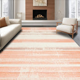 Ultra Soft Area Rug, Non Slip, Stain Resistant, Washable Area Rugs for Living Room, Bedroom, Vintage Inspired Striped Charm(Orange)