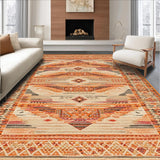 Ultra Soft Area Rug, Non Slip, Stain Resistant, Washable Area Rugs for Living Room, Bedroom, Warm Toned Rustic Woven Elegance(Orange)