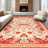 Ultra Soft Area Rug, Non Slip, Stain Resistant, Washable Area Rugs for Living Room, Bedroom, Contemporary Coral Spotted Area With Floral Intricate Design(Red)