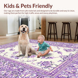 Ultra Soft Area Rug, Non Slip, Stain Resistant, Washable Area Rugs for Living Room, Bedroom, Tranquil Lilac Nature Inspired(Purple)