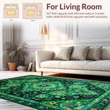 Ultra Soft Area Rug, Non Slip, Stain Resistant, Washable Area Rugs for Living Room, Bedroom, Boho Green Floral Nursery Non Slip Rug(Green)
