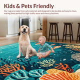 Ultra Soft Area Rug, Non Slip, Stain Resistant, Washable Area Rugs for Living Room, Bedroom, Colorful Nautical Fantasy Design(Blue)