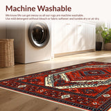 Ultra Soft Area Rug, Non Slip, Stain Resistant, Washable Area Rugs for Living Room, Bedroom, Distressed Oriental Bedroom Farmhouse Area Rug(Red)