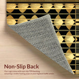Ultra Soft Area Rug, Non Slip, Stain Resistant, Washable Area Rugs for Living Room, Bedroom, Chic Lattice Style in Black Gold(Gold)