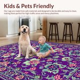 Ultra Soft Area Rug, Non Slip, Stain Resistant, Washable Area Rugs for Living Room, Bedroom, Stylish Vibrant Linear Design(Purple)