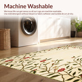 Ultra Soft Area Rug, Non Slip, Stain Resistant, Washable Area Rugs for Living Room, Bedroom, Artistic Amelia Floral Area with Sophisticated Botanical Accents(Beige)