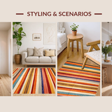 Ultra Soft Area Rug, Non Slip, Stain Resistant, Washable Area Rugs for Living Room, Bedroom, Vibrant Earth Tone Patterns(Orange)