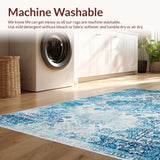 Ultra Soft Area Rug, Non Slip, Stain Resistant, Washable Area Rugs for Living Room, Bedroom, Serene Minimalist Diamond Pattern(Blue)